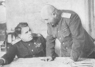 Командующий 3-им Белорусским фронтом, Маршал Советского Союза, Александр Михайлович Василевский и генерал армии, командующий «Земландской группы войск» Иван Христофорович Баграмян